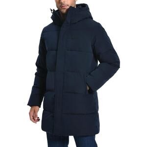 Pioneer Camp Men's Long Winter Hooded Puffer Coat/Jacket, Size XL, In Navy Color